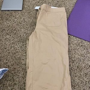 Khaki wide leg cropped pants Ann Taylor
